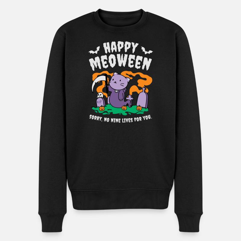 Frohes Meoween - Männer Premium Bio Pullover - Schwarz