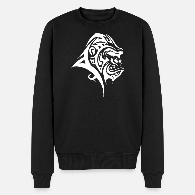 Gorille à dos argenté Tribal - Pull Premium bio Homme - noir