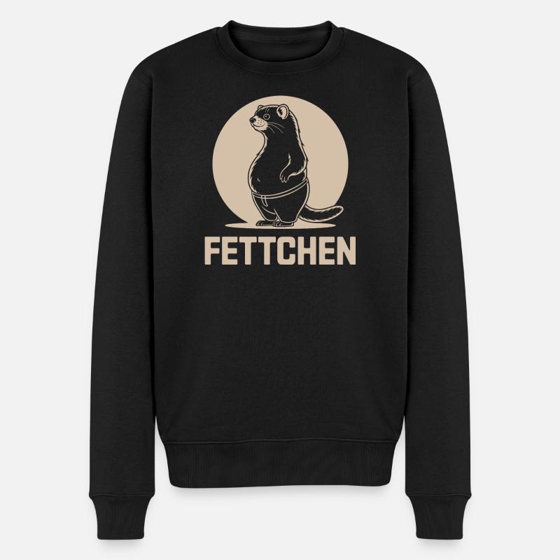 Lustiges Frettchen Essen Bierbauch Fettchen - Männer Premium Bio Pullover - Schwarz