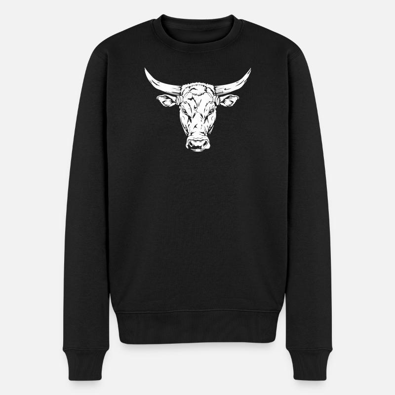 Stierkopf Silhouette Design - Männer Premium Bio Pullover - Schwarz