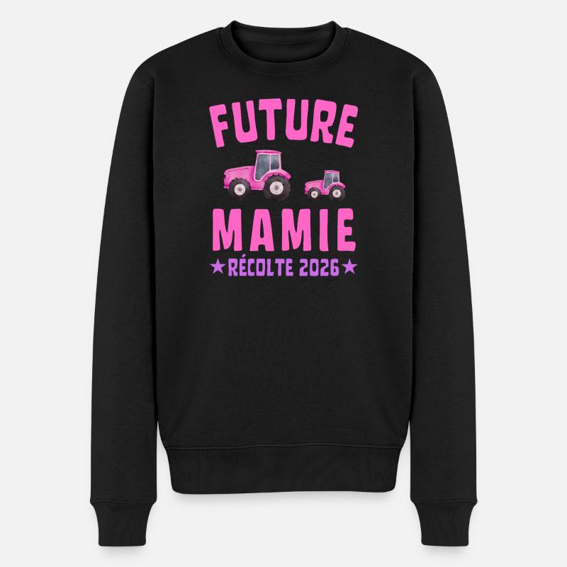 Zukünftige Oma im Jahr 2026 Pink Traktor - Männer Premium Bio Pullover - Schwarz