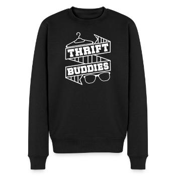 Thrift Shop Thrift Buddies Love Thrifting - Männer Premium Bio Pullover - Schwarz - Vorne - Nico (187cm)