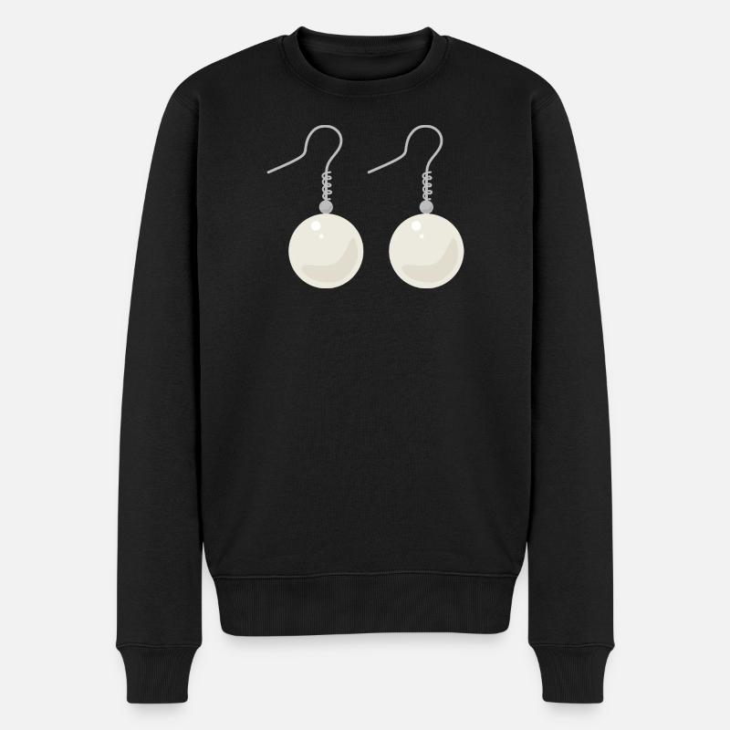 Elegante Perlenohrringe - Männer Premium Bio Pullover - Schwarz
