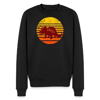 Dinosaurier Sonnenuntergang Motiv - Männer Premium Bio Pullover - Schwarz - Vorne - Nico (187cm)