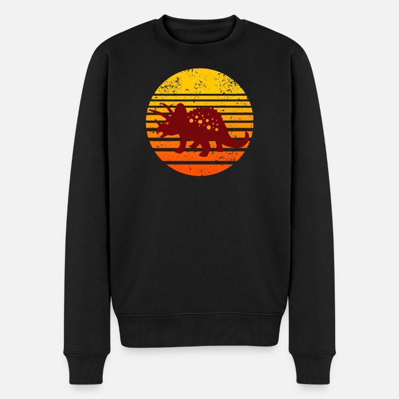 Dinosaurier Sonnenuntergang Motiv - Männer Premium Bio Pullover - Schwarz