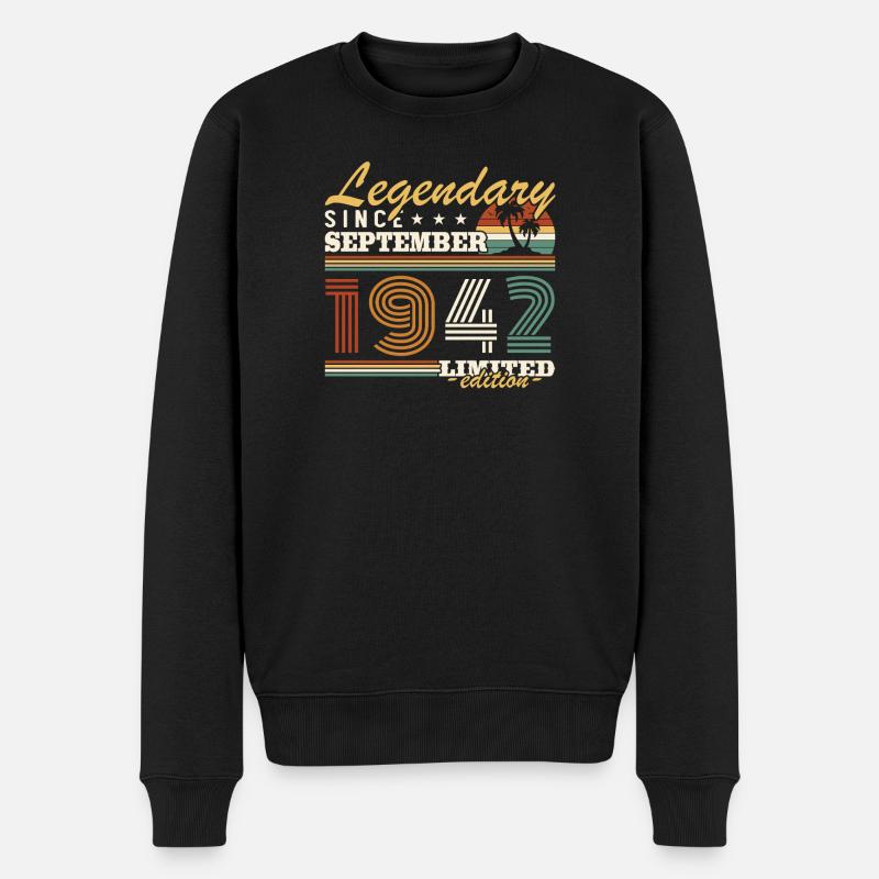 Septembre 1942 Vintage Cadeau Anniversaire - Pull Premium bio Homme - noir