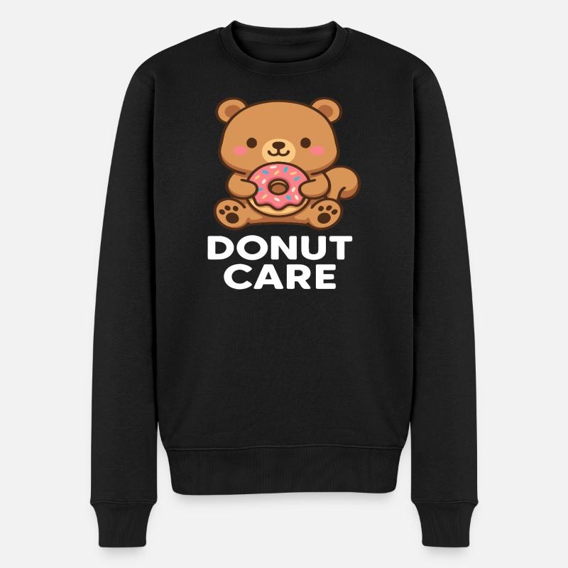 Kuscheller Bär mit Donut-Accessoire - Männer Premium Bio Pullover - Schwarz
