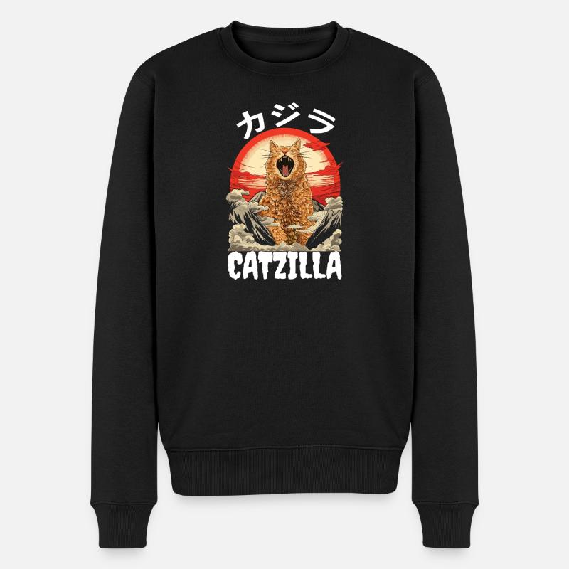 Catzilla Cat Japon Kaiju - Pull Premium bio Homme - noir