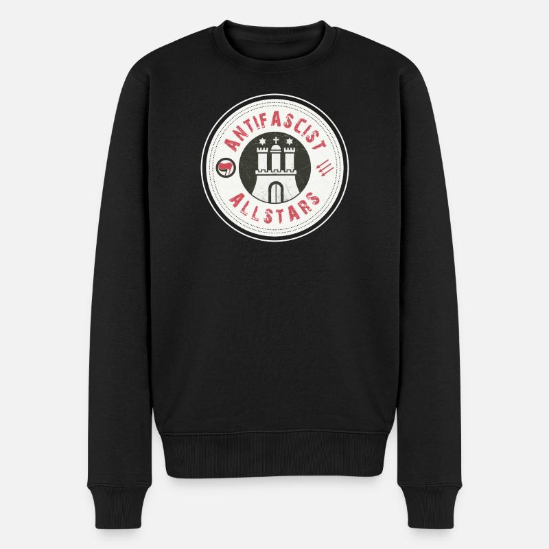 Antifascist Allstars – Hamburg zeigt Haltung - Männer Premium Bio Pullover - Schwarz
