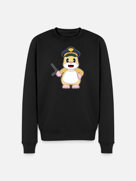 Hamster Policeman Baton Police - Men's Premium Organic Jumper - black