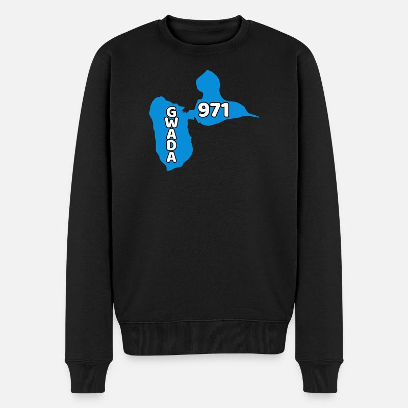 Karte von Guadeloupe 971 - Männer Premium Bio Pullover - Schwarz