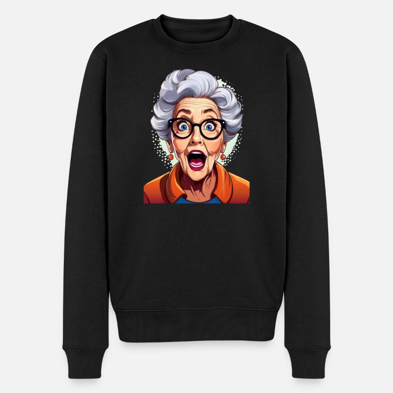 Grand-mère étonnée - Pull Premium bio Homme - noir