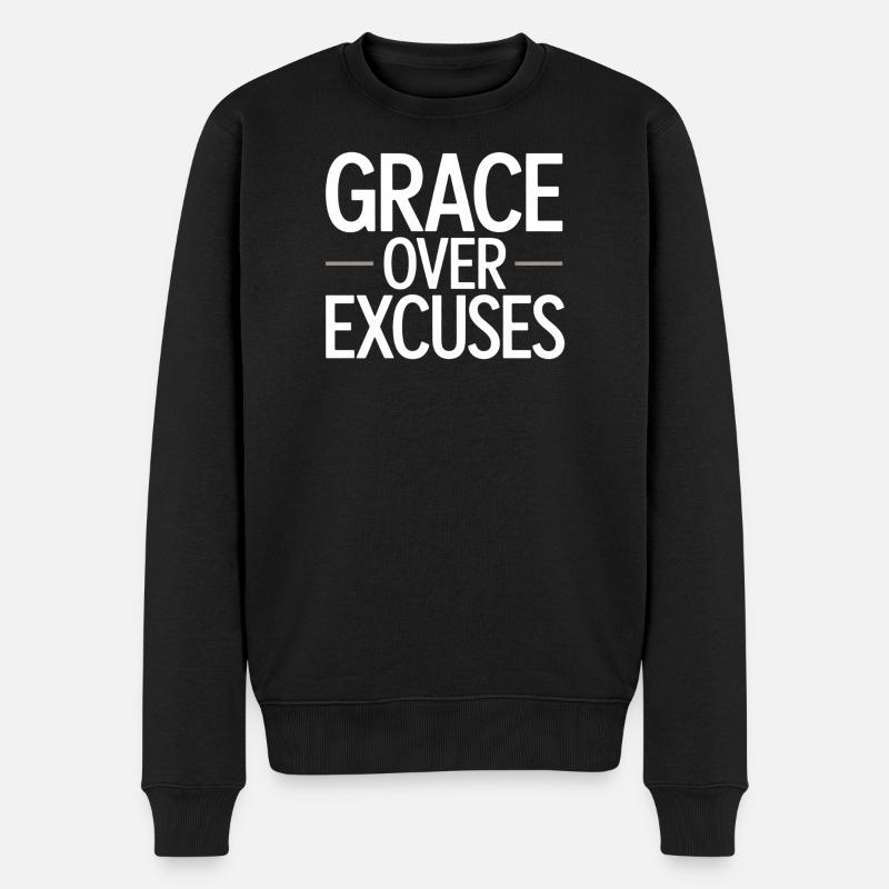 Christlich Grace Over Excuses Glauben Statement - Männer Premium Bio Pullover - Schwarz