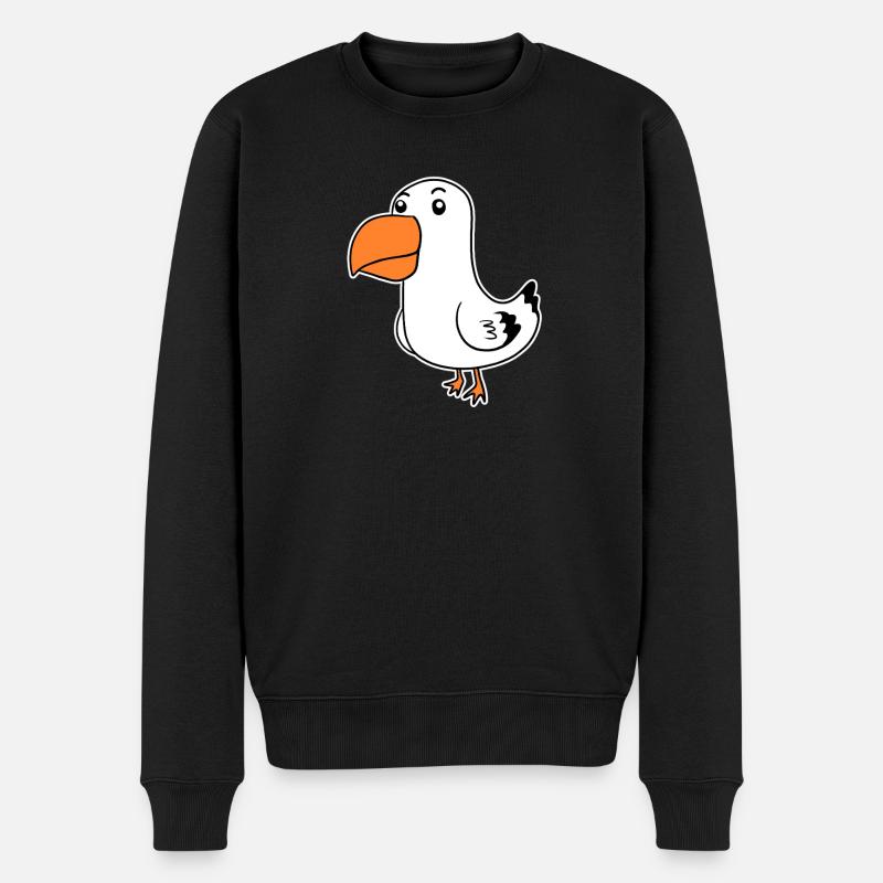 Dessin animé mignon de mouette - Pull Premium bio Homme - noir