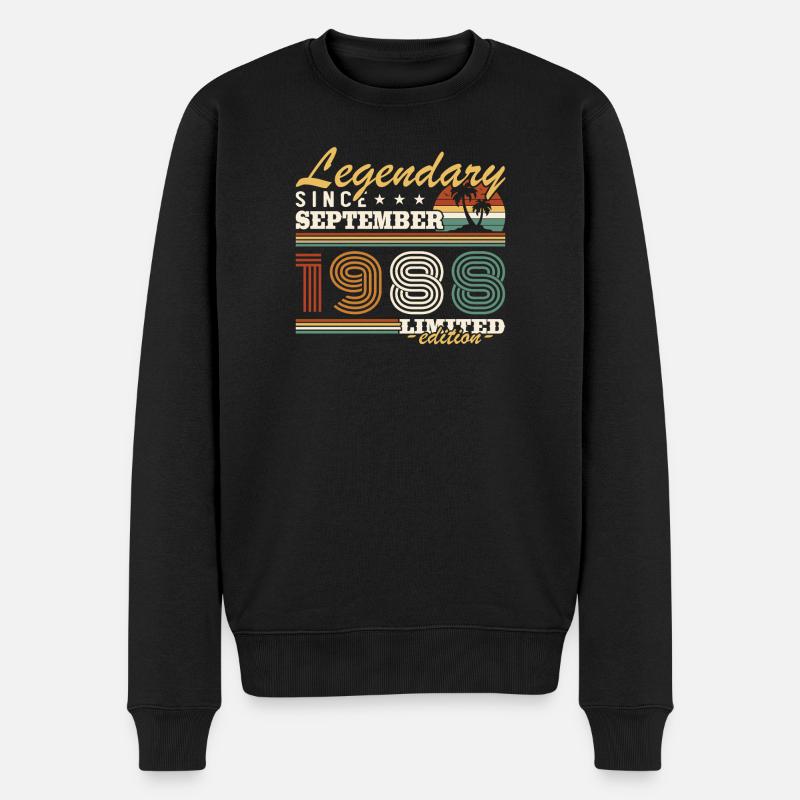 September 1988 Vintage Geburtstagsgeschenk - Männer Premium Bio Pullover - Schwarz