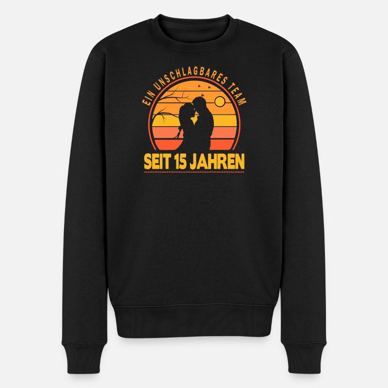 15 Jahre Beziehung Jahrestag Hochzeitstag  - Männer Premium Bio Pullover - Schwarz