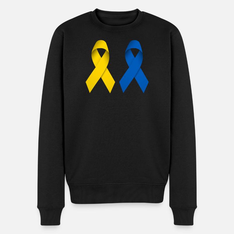Friedensschleifen für die Ukraine - Männer Premium Bio Pullover - Schwarz