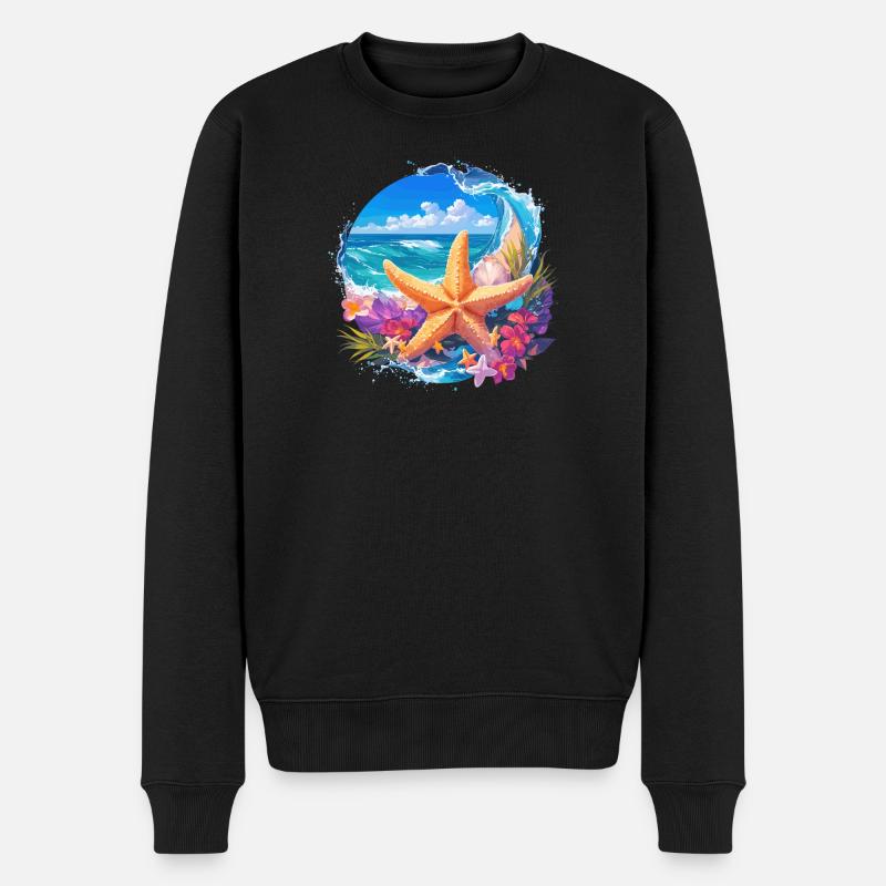 Seesterne Seestern - Männer Premium Bio Pullover - Schwarz