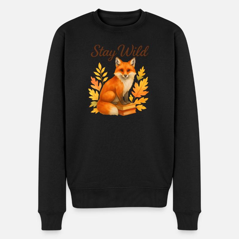  Stay Wild – Herbstlicher Fuchs - Männer Premium Bio Pullover - Schwarz