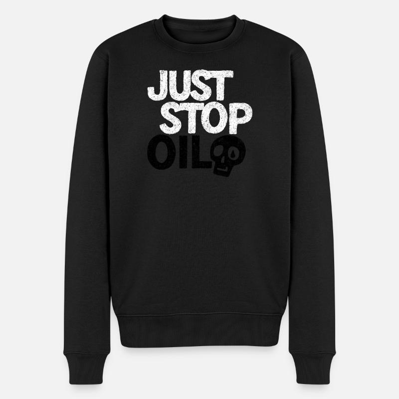 Bold 'Just Stop' Protest Graphic - Men's Premium Organic Jumper - black