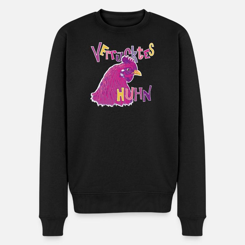 Buntes verrücktes Huhn - Männer Premium Bio Pullover - Schwarz