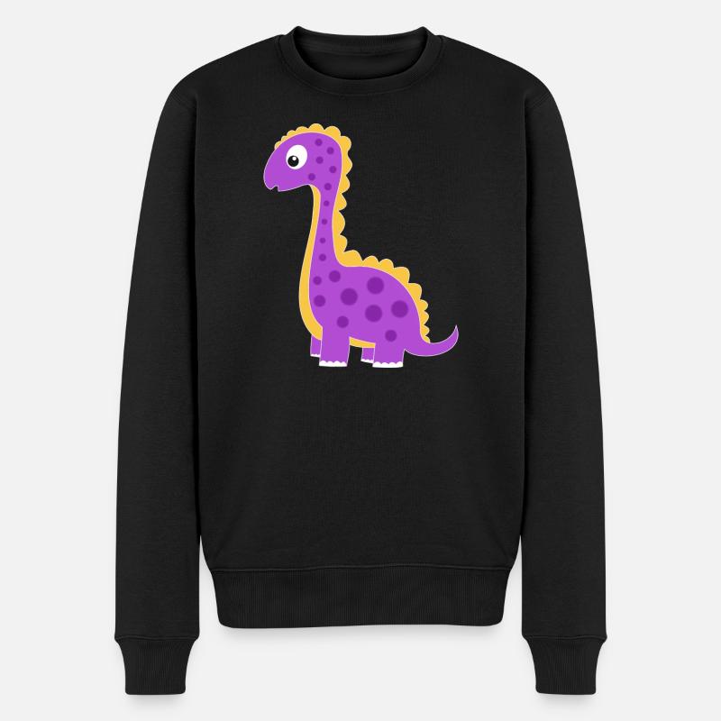 Verspielter Dino mit bunten Punkten - Männer Premium Bio Pullover - Schwarz