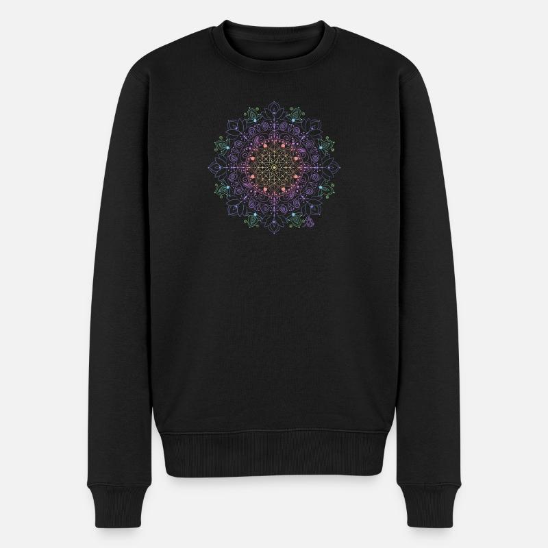 Leuchtendes Mandala Muster - Männer Premium Bio Pullover - Schwarz