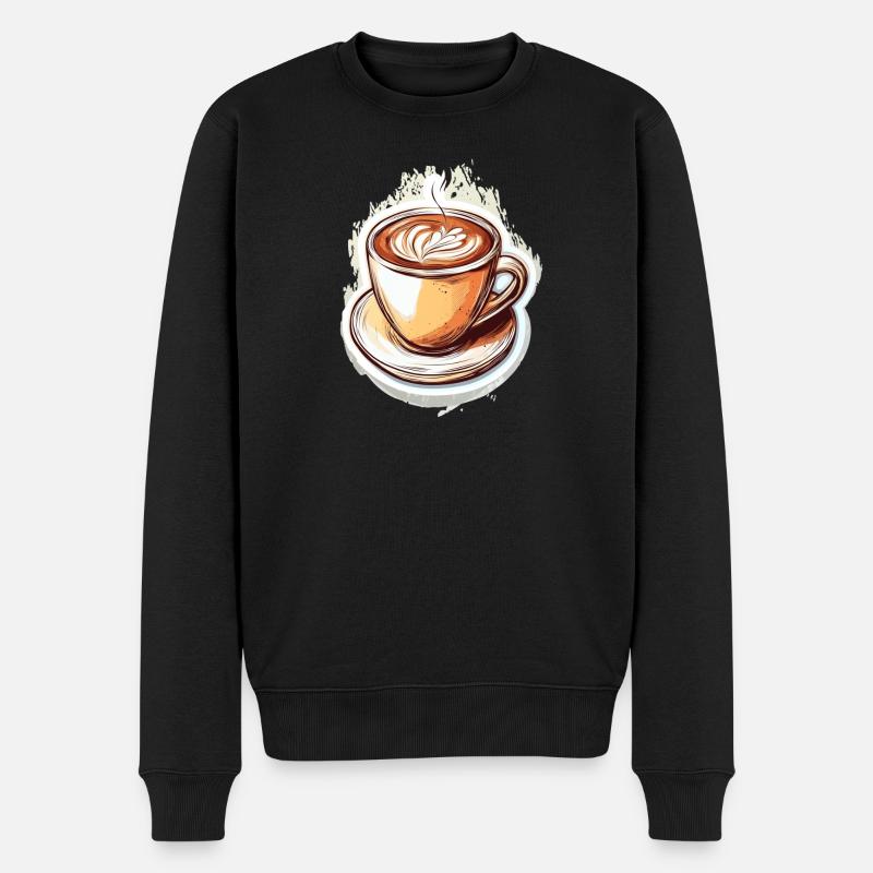 Kaffee - Männer Premium Bio Pullover - Schwarz