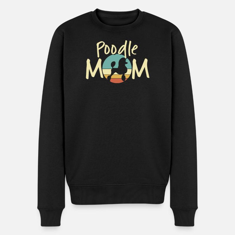 Pudel Mama Retro Sonnenuntergang Design - Männer Premium Bio Pullover - Schwarz