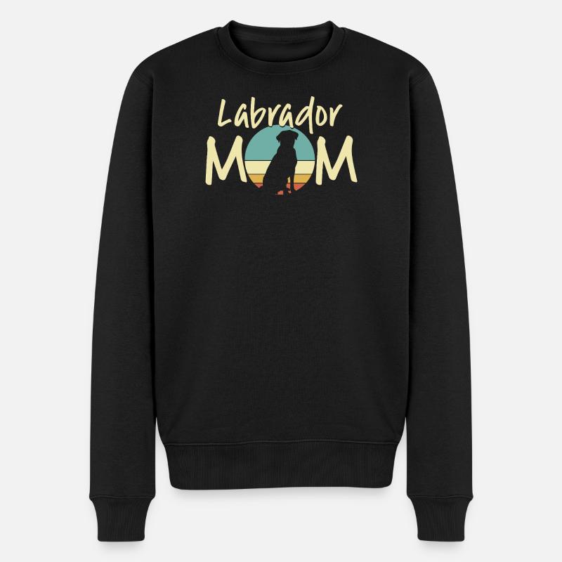 Labrador Mama Retro Sonnenuntergang Design - Männer Premium Bio Pullover - Schwarz