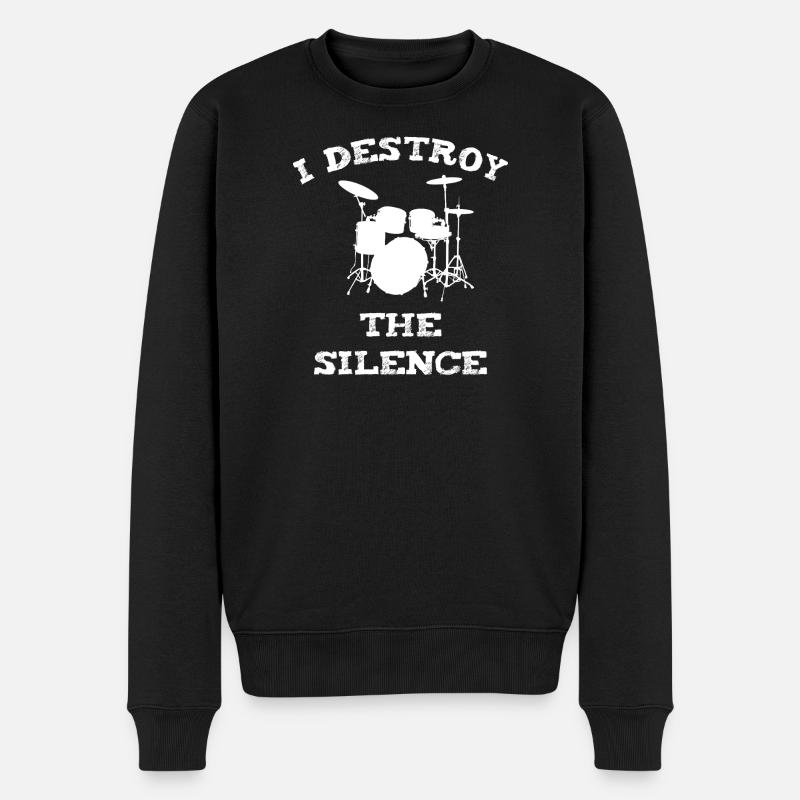 Rockiger Drummer mit Aussage - Männer Premium Bio Pullover - Schwarz