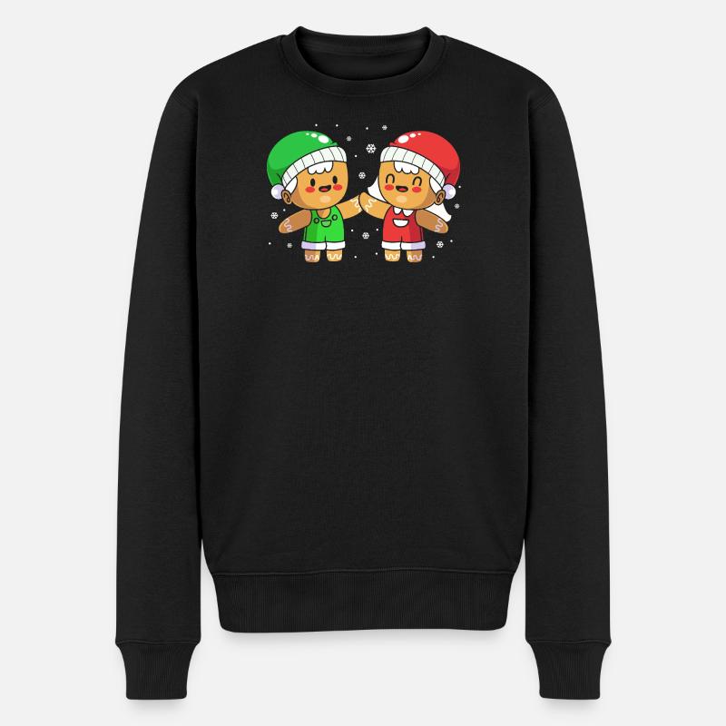 Weihnachten Lebkuchen Lebkuchenmann Gingerbread - Männer Premium Bio Pullover - Schwarz