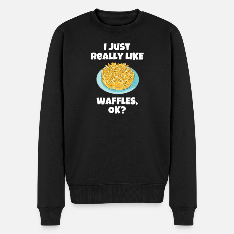 Ich liebe Waffeln Frühstück essen Geschenk Spruch - Männer Premium Bio Pullover - Schwarz