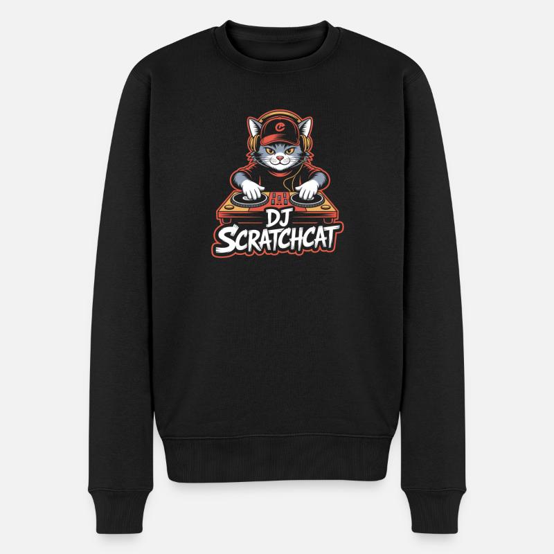 DJ Scratchcat Cat DJ Turntable Club - Pull Premium bio Homme - noir