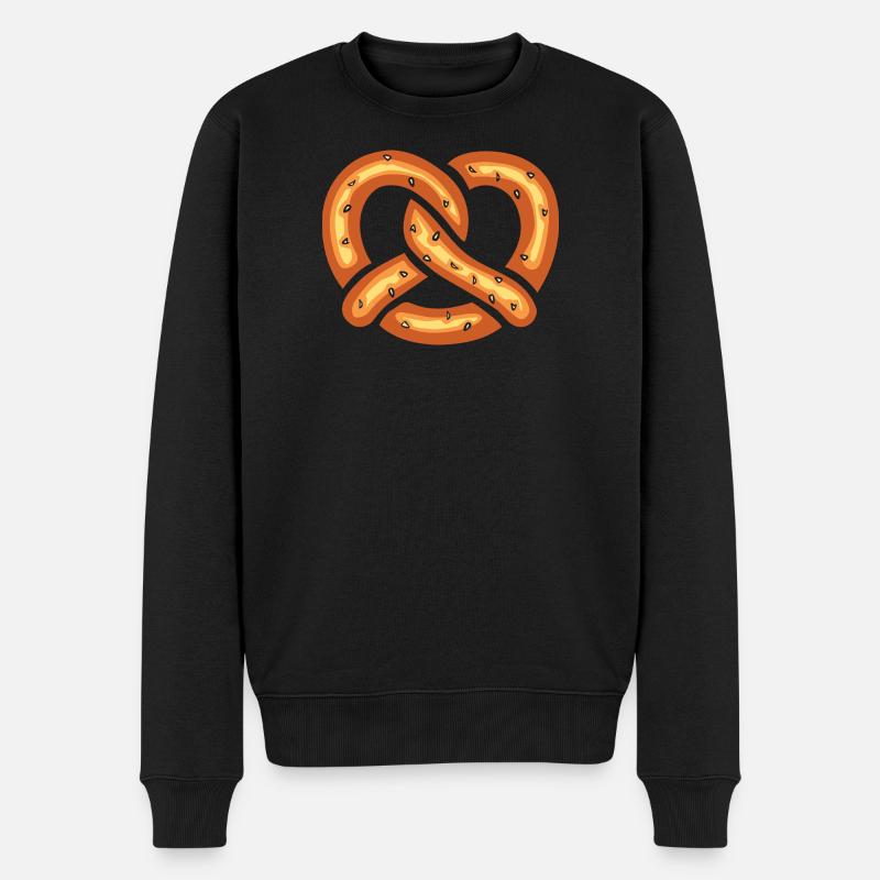 Lustige Brezel Cartoon Illustration - Männer Premium Bio Pullover - Schwarz