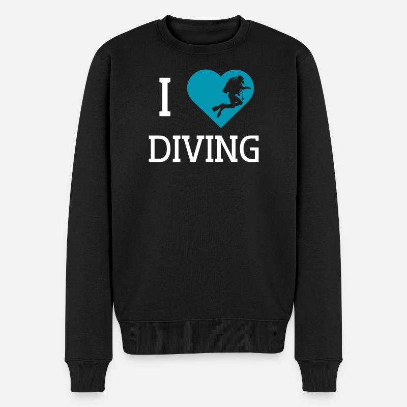 I love Diving T-Shirt - Männer Premium Bio Pullover - Schwarz