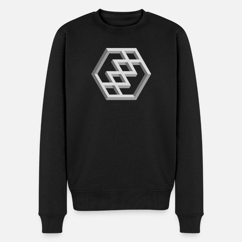 Futuristisches Geometrie-Muster - Männer Premium Bio Pullover - Schwarz