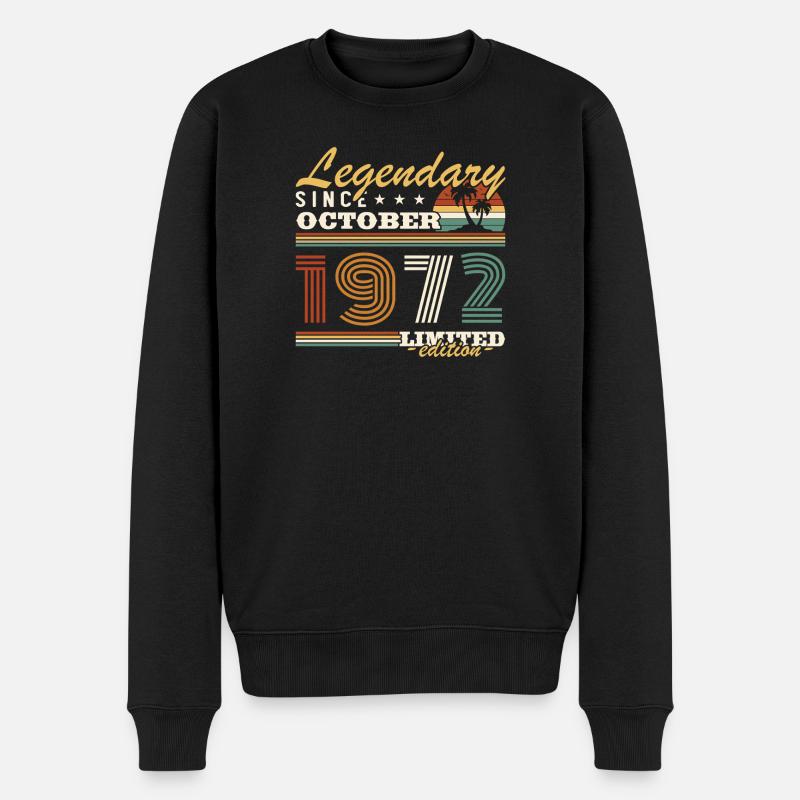 Octobre 1972 Vinatge Retro Cadeau Anniversaire - Pull Premium bio Homme - noir