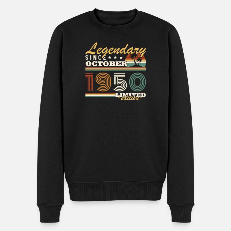 Oktober 1950 Vinatge Retro Geburtstagsgeschenk - Männer Premium Bio Pullover - Schwarz