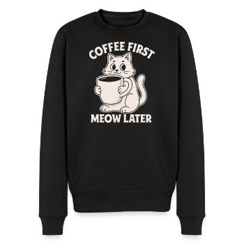Katzensprüche Kaffee Liebhaber Motiv - Männer Premium Bio Pullover - Schwarz - Vorne - Nico (187cm)