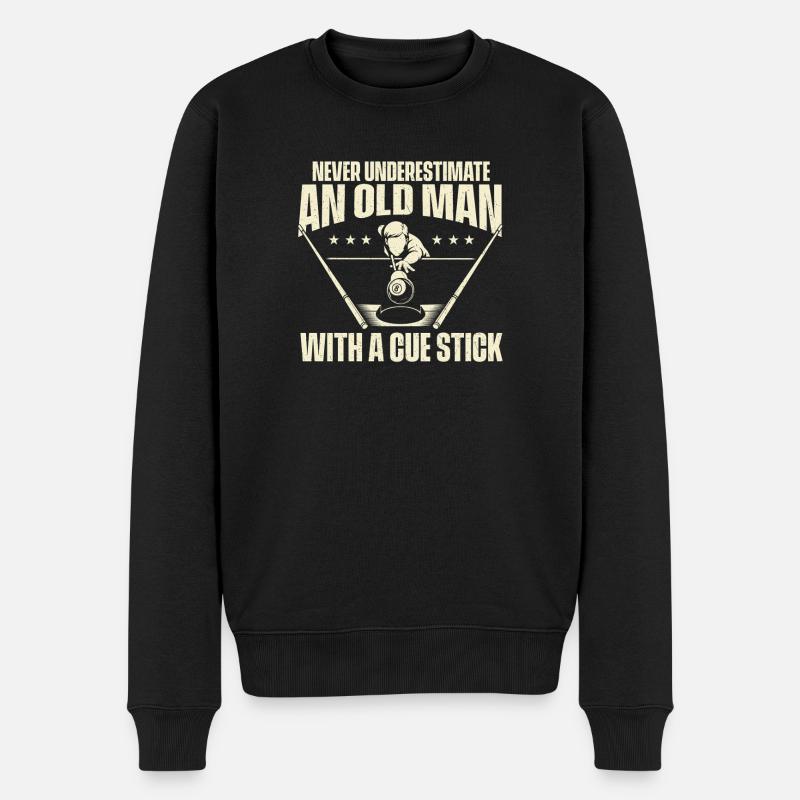 Unterschätzen Sie niemals einen alten Mann mit einem Queue - Männer Premium Bio Pullover - Schwarz