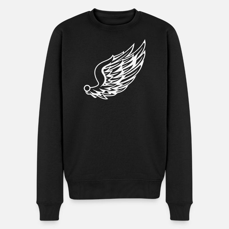 Wings with dynamic feather drawing - Men's Premium Organic Jumper - black