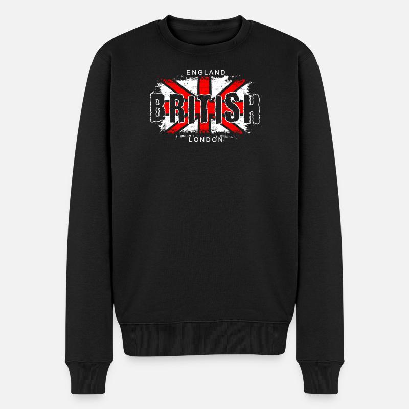 Drapeau anglais avec croix et texte - Pull Premium bio Homme - noir