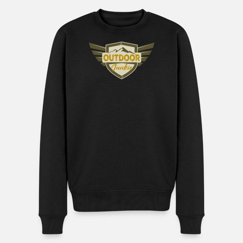 Abenteuerliche Outdoor Abenteuer Grafik - Männer Premium Bio Pullover - Schwarz