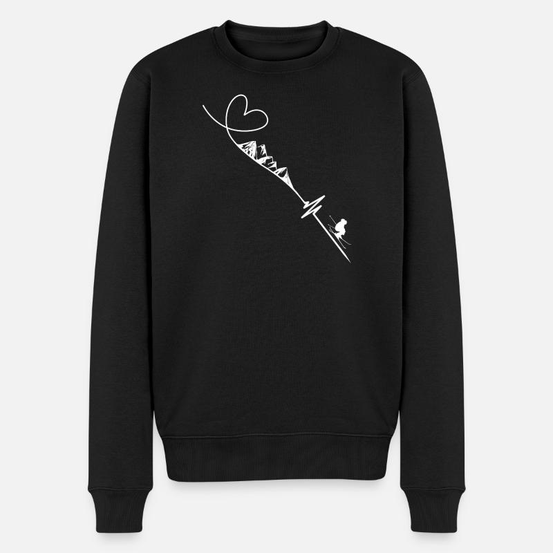 Skifahren Heartbeat - Männer Premium Bio Pullover - Schwarz