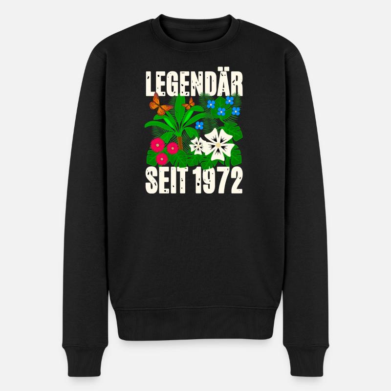 Legendär Seit 1972 Blumen - Männer Premium Bio Pullover - Schwarz