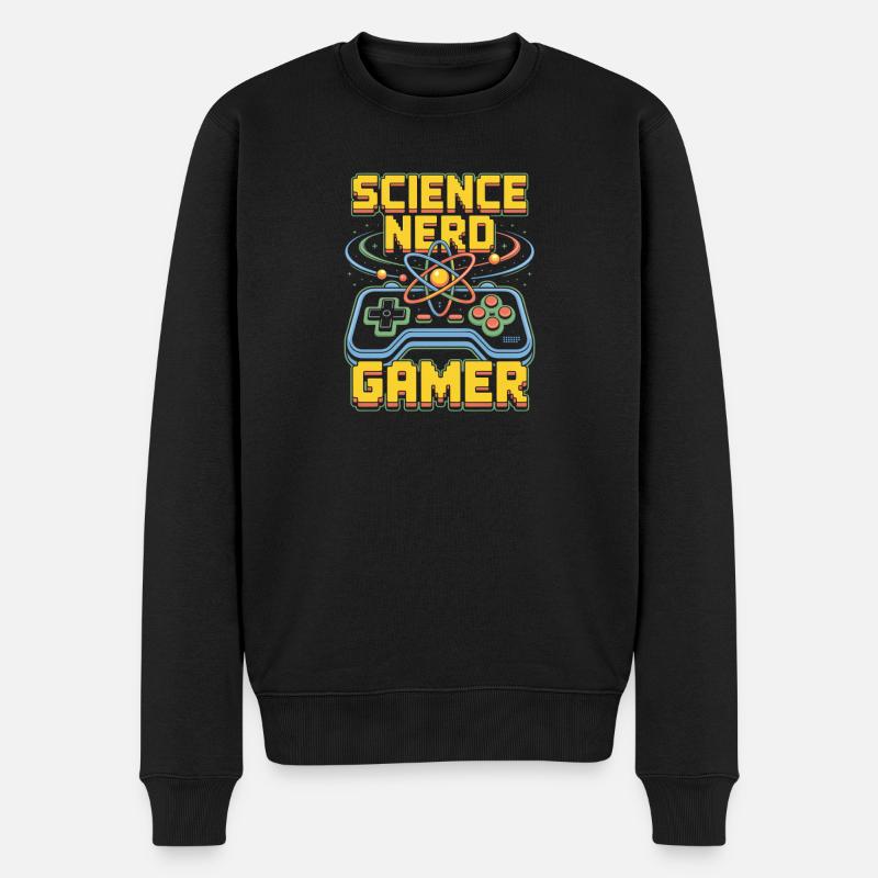 Science Nerd Gamer Atom Controller Wissenschaft - Männer Premium Bio Pullover - Schwarz