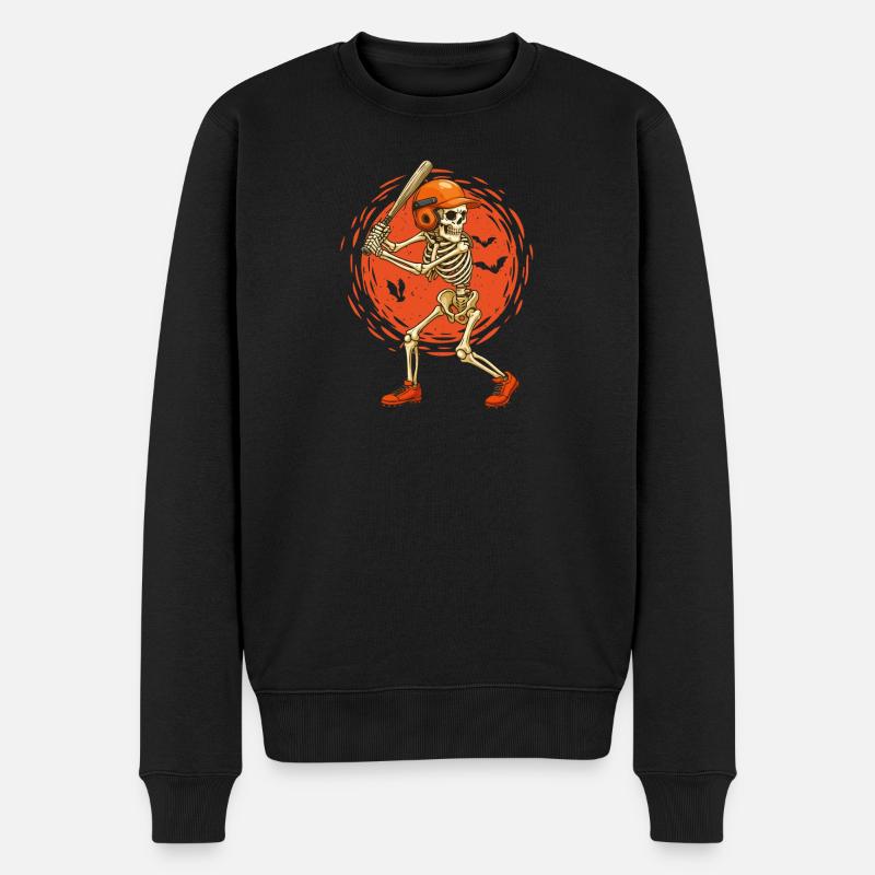 Squelette Joueur de Baseball Spooky Halloween - Pull Premium bio Homme - noir