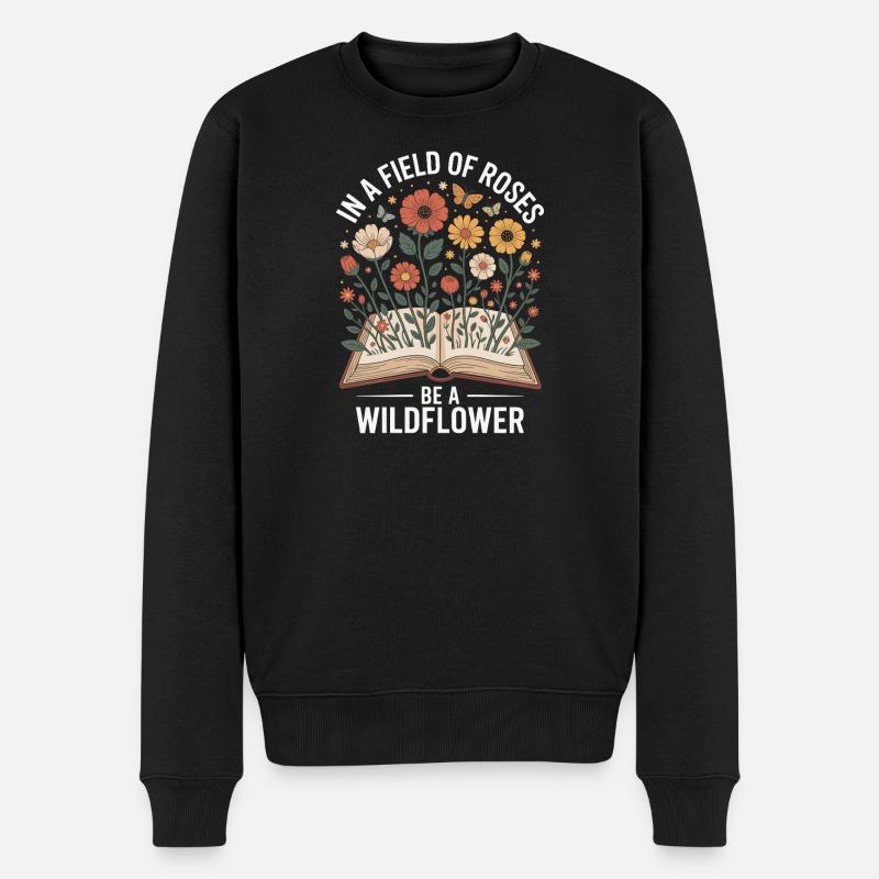 Wildblumen Spruch Inspiration - Männer Premium Bio Pullover - Schwarz