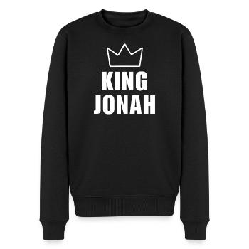 Jonah Name with Letter J - King Crown Shirt - Men's Premium Organic Jumper - black - Front - Nico (187cm)